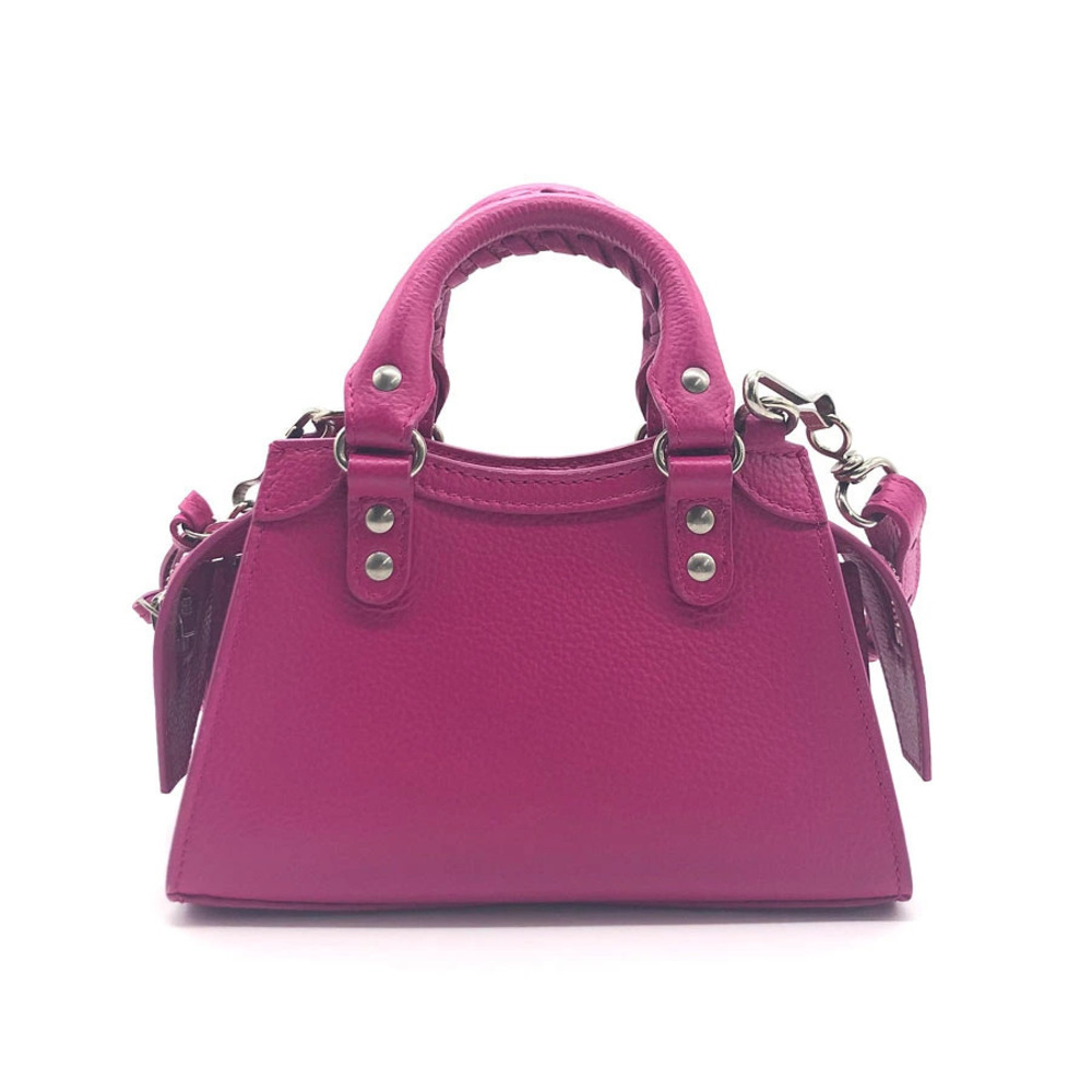 Balenciaga Magenta Crossbody CITY Silver Leather Handbag 2way NEO